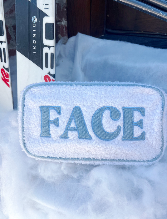 Face - Sherpa + Denim Large Makeup Bag