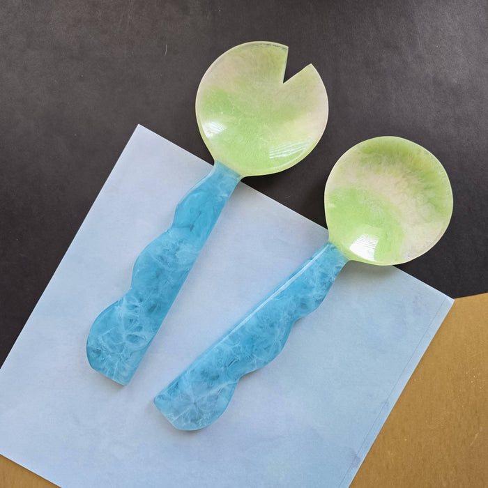 Gibb & Daan 2 Colors, Hand Poured Resin Salad Serving Set -  Serving Set