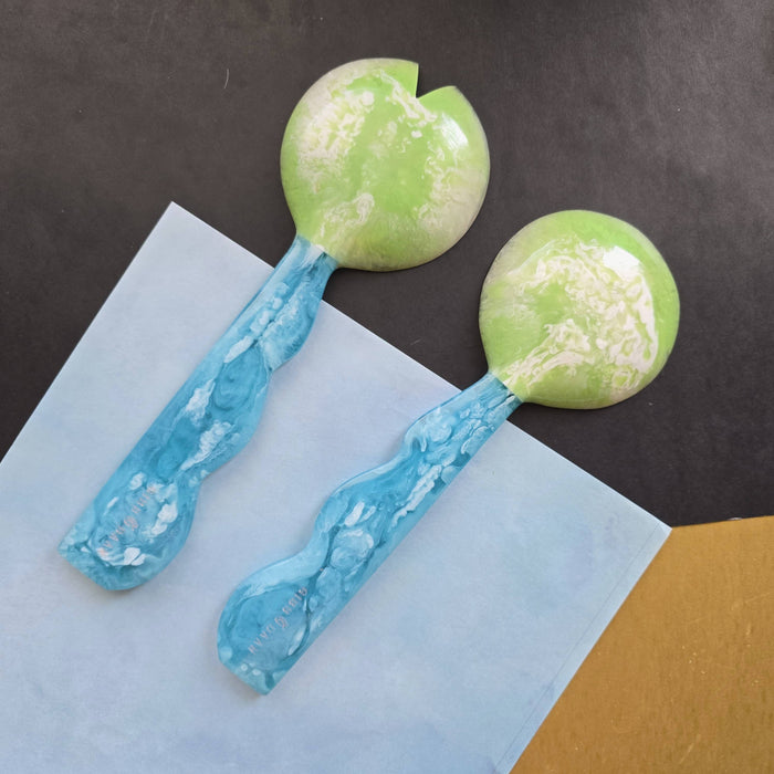 Gibb & Daan 2 Colors, Hand Poured Resin Salad Serving Set -  Serving Set