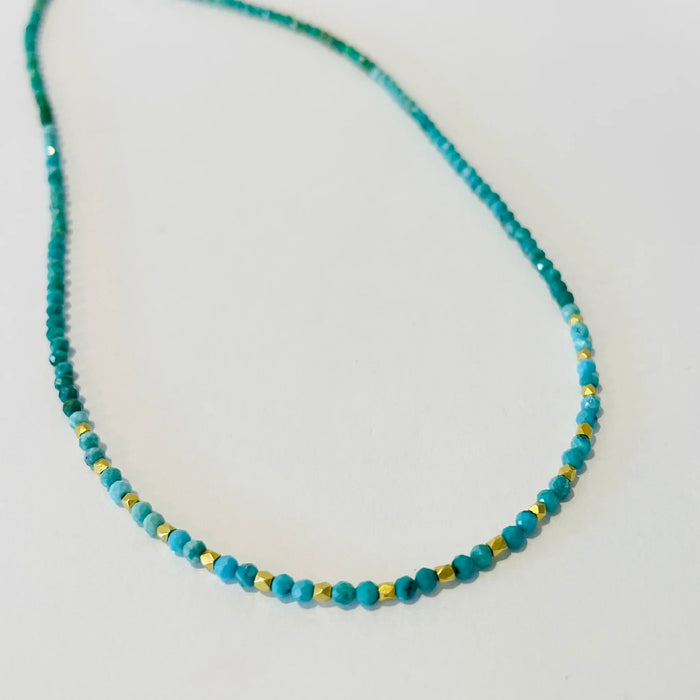 Theodosia Delicate Gold Nugget Turquoise Necklace