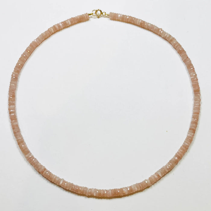 Theodosia Solid Peach Moonstone Heishi Necklace