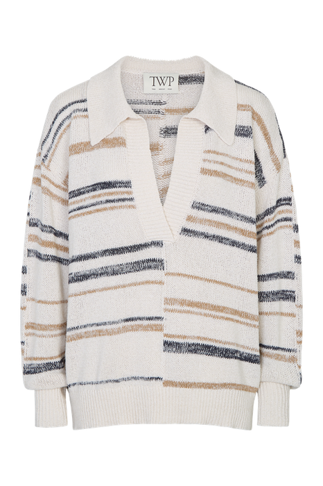 TWP V Neck Long Sleeve Polo