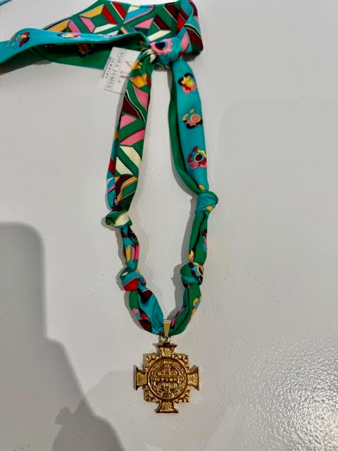 Flower Child Scarf Necklace - Groovy Green