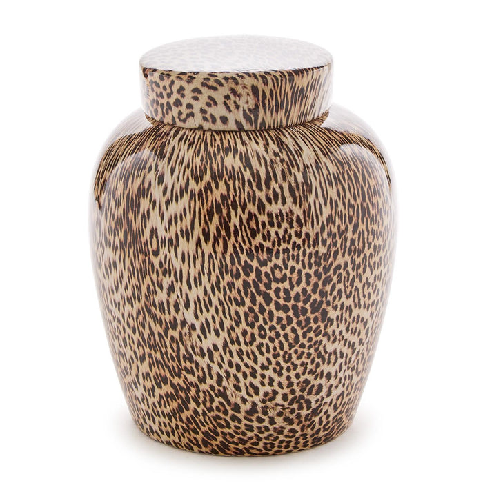 8" Leopard Print Covered Jar - Ceramic
