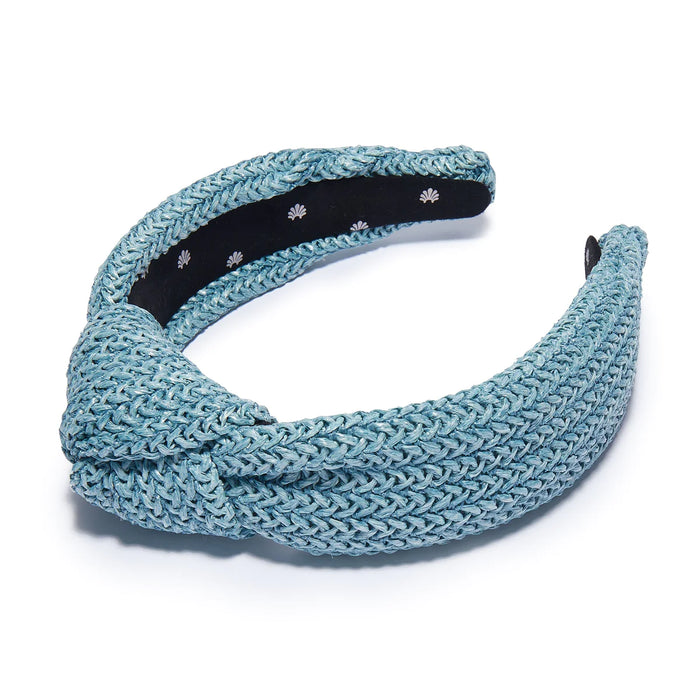 Lele Sadoughi Braided Raffia Knotted Headband (pacific sky)