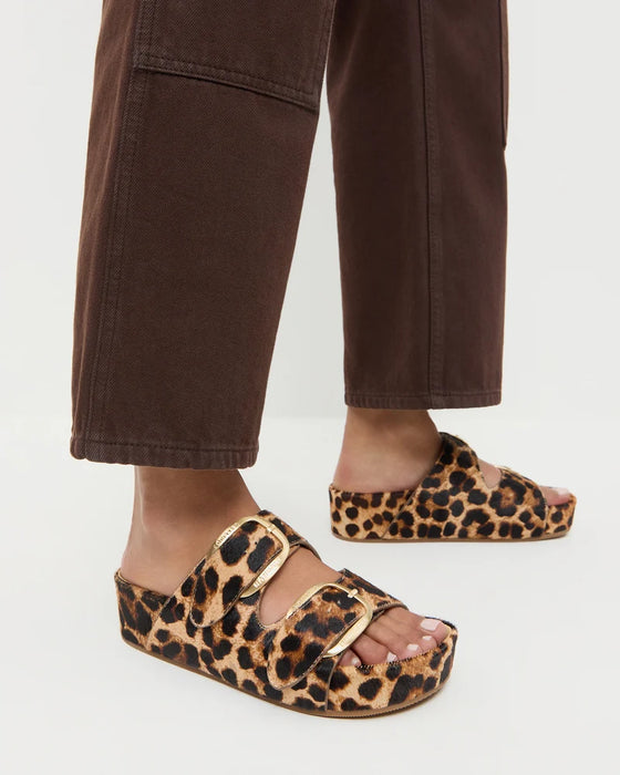 Loeffler Randall Nico Brown/Leopard Two−Band Sandal