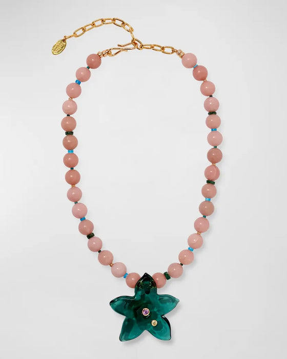 Lizzie Fortunato Vinca Flower Necklace in Tea Rose
