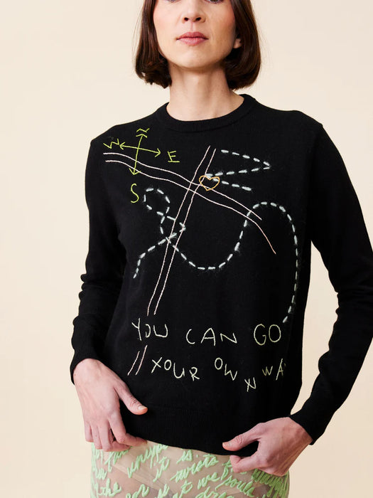 Lingua Franca L/S Cotton Silk Crewneck- go your own way