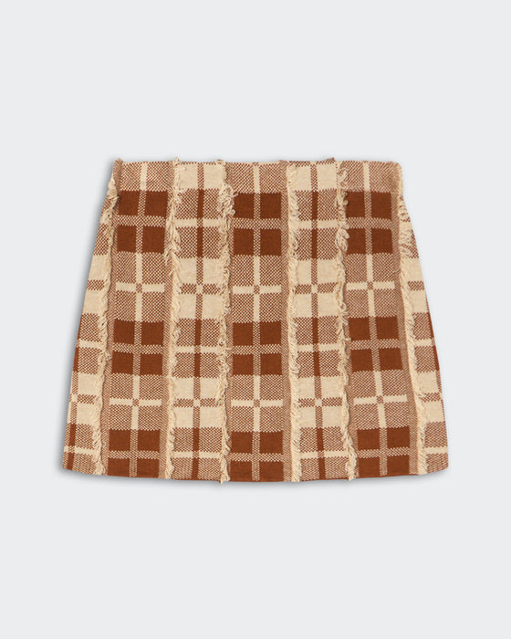 Guest in Residence Fringe Plaid Mini Skirt