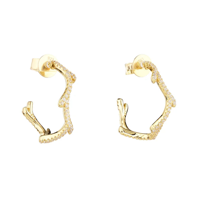 Elyssa Bass Spiral Branch Hoops with Pave cz
