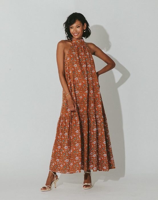 Cleobella Wilder Ankle Dress (terracotta floral)