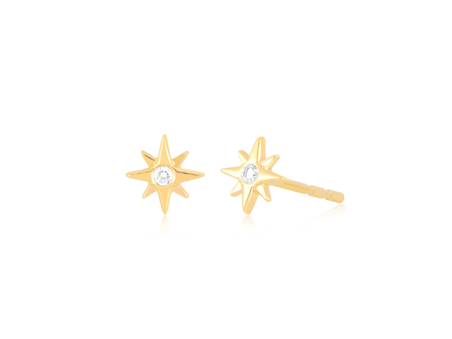EF Collection 14K Diamond Starburst Stud Earring