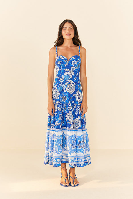 Farm Full of Flowers Blue Midi Dress