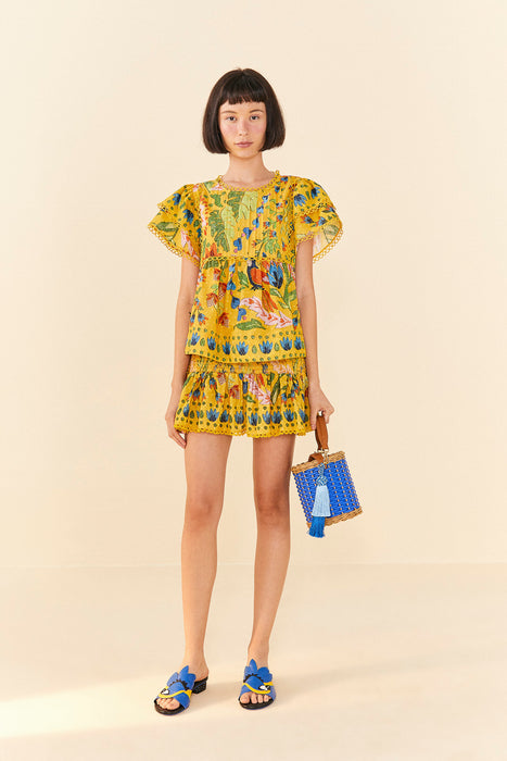 FarmRio Summer Garden Yellow Blouse