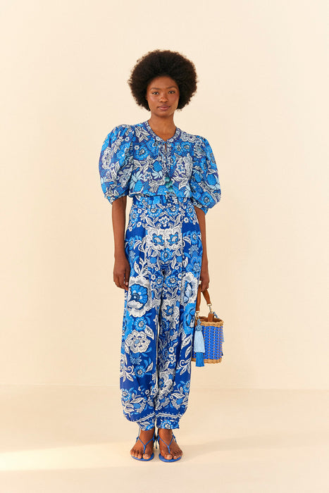 Farm Full of Flowers Blue Blouse