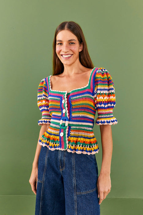 Farm Multi Stitches Crochet Blouse