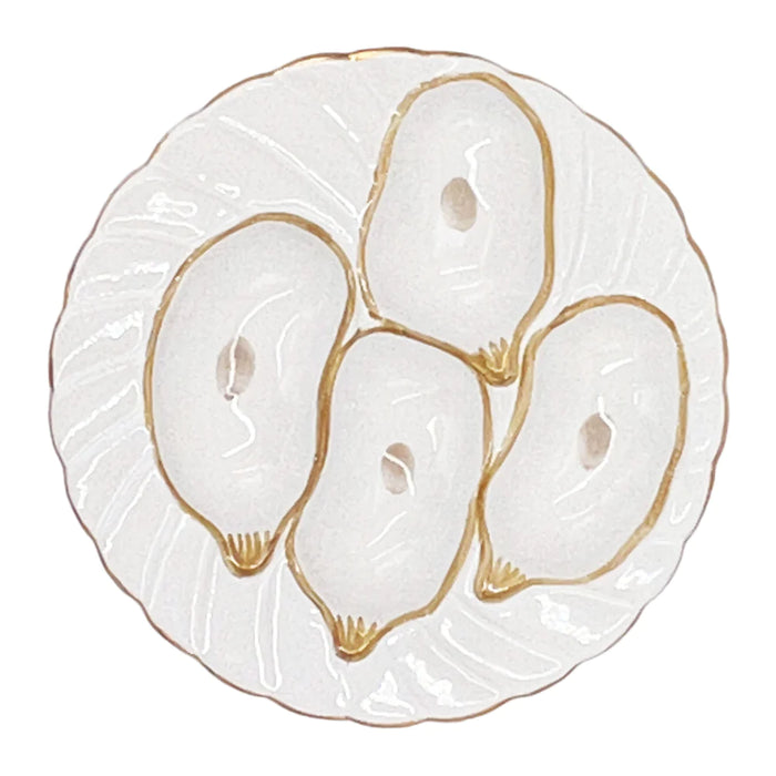 Abigails Oyster Plate White W/ Gold