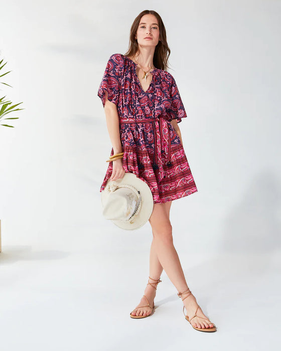Figue Bria Dress (paisley true blue fuchsia)