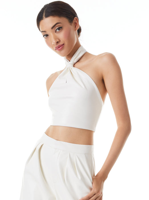 Alice and Olivia Sade Vegan Knotted Crop Top