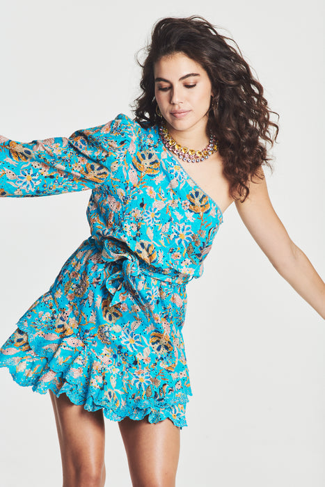 Hemant and Nandtia Turquoise Short Dress