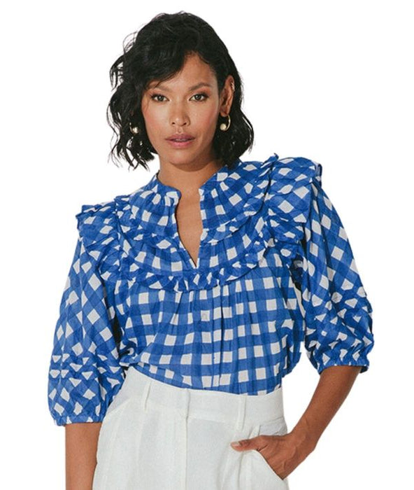 Cleobella Millie Blouse (painterly gingham)