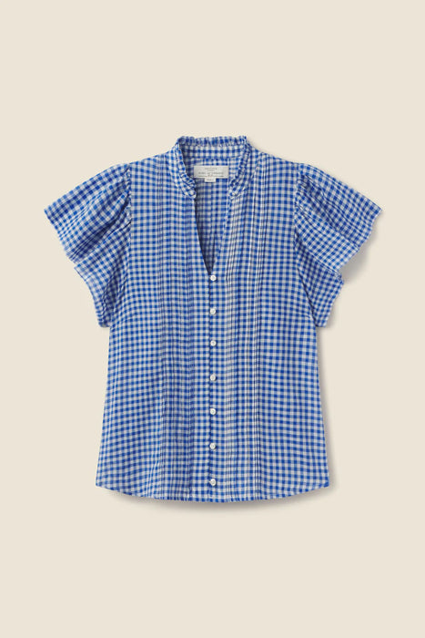 Birds of Paradis Cate Blouse (cobalt check)
