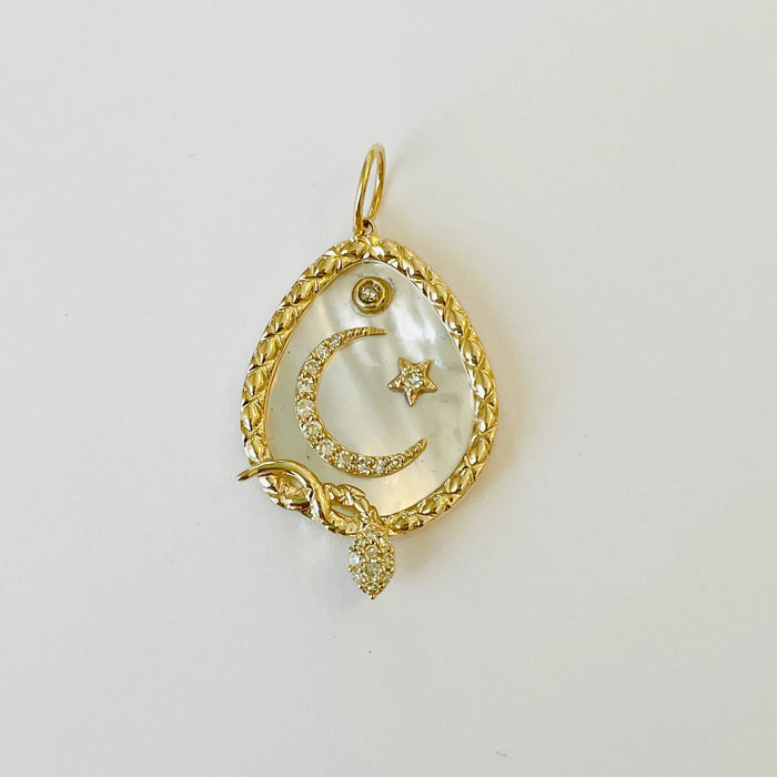Theodosia - mother of pearl pendant with snake